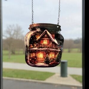 Christmas Scene SunCatcher - Warm Glowing Lights